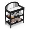 imageGraco Olivia Changing Table with WaterResistant Changing Pad Black  GREENGUARD Gold Certified Includes Bonus WaterResistant Changing Pad with Safety Strap 2 Open Shelves Stylish DesignBlack