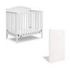imageGraco Stella 4in1 Convertible Mini Crib with Bonus Mattress Pebble Gray  Includes Bonus 275 Inch Thick Mattress with WaterResistant Cover Converts to Twin Bed Ideal Crib for Small SpacesWhite