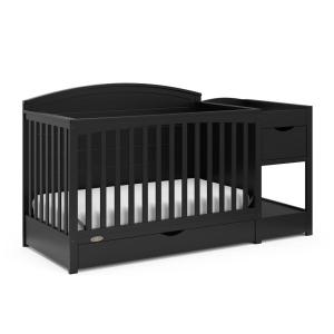 imageGraco Bellwood 5in1 Convertible Crib ampamp Changer with Drawer White  GREENGUARD Gold Certified FullSize Storage Drawer Converts to Toddler Bed and FullSize BedBlack