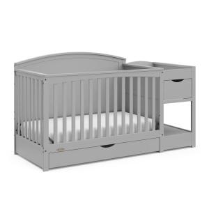 imageGraco Bellwood 5in1 Convertible Crib ampamp Changer with Drawer White  GREENGUARD Gold Certified FullSize Storage Drawer Converts to Toddler Bed and FullSize BedPebble Gray