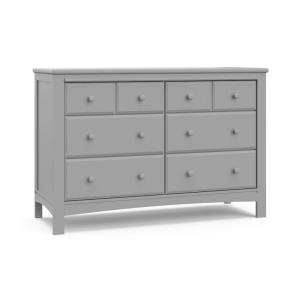imageGraco Benton 6 Drawer Double Dresser Pebble Gray  Easy New Assembly Process Universal Design Durable Steel Hardware and EuroGlide Drawers with Safety Stops Coordinates with Any NurseryPebble Gray
