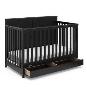 imageGraco Hadley 5in1 Convertible Crib with Drawer White  GREENGUARD Gold Certified Crib with Drawer Combo FullSize Nursery Storage Drawer Converts to Toddler Bed DaybedBlack