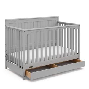 imageGraco Hadley 5in1 Convertible Crib with Drawer White  GREENGUARD Gold Certified Crib with Drawer Combo FullSize Nursery Storage Drawer Converts to Toddler Bed DaybedPebble Gray