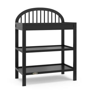imageGraco Olivia Changing Table with WaterResistant Changing Pad Black  GREENGUARD Gold Certified Includes Bonus WaterResistant Changing Pad with Safety Strap 2 Open Shelves Stylish DesignBlack