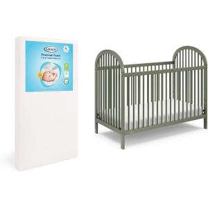 imageGraco Olivia Convertible Crib Black  GREENGUARD Gold Certified 100 Solid Wood Fits Standard Crib Mattress Converts to Toddler Bed and Daybed 4 Adjustable Mattress HeightsOlive