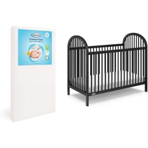 imageGraco Olivia Convertible Crib Black  GREENGUARD Gold Certified 100 Solid Wood Fits Standard Crib Mattress Converts to Toddler Bed and Daybed 4 Adjustable Mattress HeightsBlack