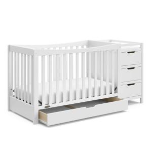 imageGraco Remi AllinOne Convertible Crib ampamp Changer White  GREENGUARD Gold Certified Fits Standard Crib Mattress Converts to Toddler Bed and Full Bed 4 Adjustable Mattress Heights