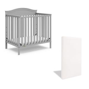 imageGraco Stella 4in1 Convertible Mini Crib with Bonus Mattress Pebble Gray  Includes Bonus 275 Inch Thick Mattress with WaterResistant Cover Converts to Twin Bed Ideal Crib for Small SpacesPebble Gray