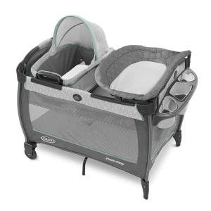 imageGraco On The Go Zip Pack n Play Playard Folding Playpen with Bassinet Portable Crib ReevesDerby