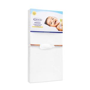 imageGraco Premium Contoured Changing Pad  GREENGUARD Gold Certified WaterResistant UltraSoft Buckle Cover Contoured Baby Changing Pad Fits Most StandardSize Changing Toppers NonSkid Bottom4Sided