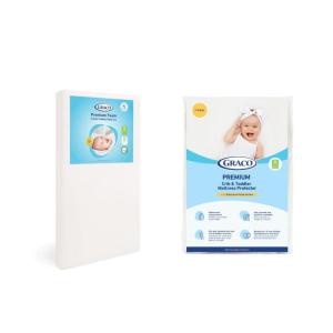 imageGraco Premium Crib ampamp Toddler Mattress  GREENGUARD Gold Certified CertiPURUS Certified Foam Machine Washable Cover with 100 Waterproof Surface Fits Standard Full Size Baby Crib and Toddler BedMattress and Protector 1PK