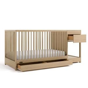 imageGraco Teddi 5in1 Convertible Crib with Drawer Pebble Gray with White  GREENGUARD Gold Certified Crib with Drawer Combo FullSize Nursery Storage Drawer Converts to Toddler BedDriftwood