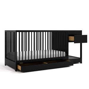 imageGraco Teddi 5in1 Convertible Crib with Drawer Pebble Gray with White  GREENGUARD Gold Certified Crib with Drawer Combo FullSize Nursery Storage Drawer Converts to Toddler BedBlack