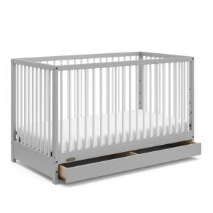 imageGraco Teddi 5in1 Convertible Crib with Drawer Pebble Gray with White  GREENGUARD Gold Certified Crib with Drawer Combo FullSize Nursery Storage Drawer Converts to Toddler BedPebble GrayWhite