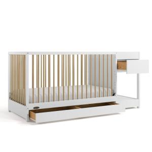 imageGraco Teddi 5in1 Convertible Crib with Drawer Pebble Gray with White  GREENGUARD Gold Certified Crib with Drawer Combo FullSize Nursery Storage Drawer Converts to Toddler BedWhiteDriftwood