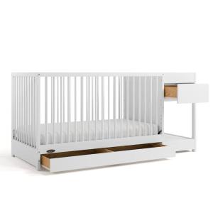 imageGraco Teddi 5in1 Convertible Crib with Drawer Pebble Gray with White  GREENGUARD Gold Certified Crib with Drawer Combo FullSize Nursery Storage Drawer Converts to Toddler BedWhite