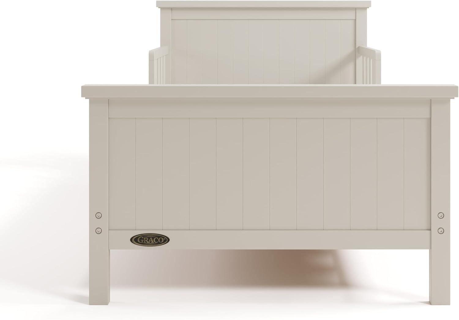 imageGraco Bailey Toddler Bed Pebble Gray  GREENGUARD Gold Certified Fits Standard FullSize Crib ampamp Toddler Mattress Toddler Safety Guardrails Included Complete Design with Solid Headboard FootboardFrosted Oat