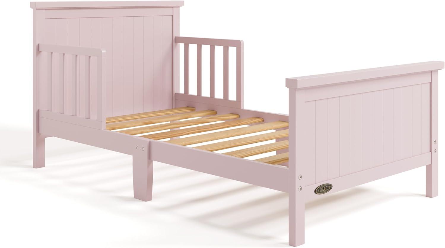 imageGraco Bailey Toddler Bed Pebble Gray  GREENGUARD Gold Certified Fits Standard FullSize Crib ampamp Toddler Mattress Toddler Safety Guardrails Included Complete Design with Solid Headboard FootboardBlush