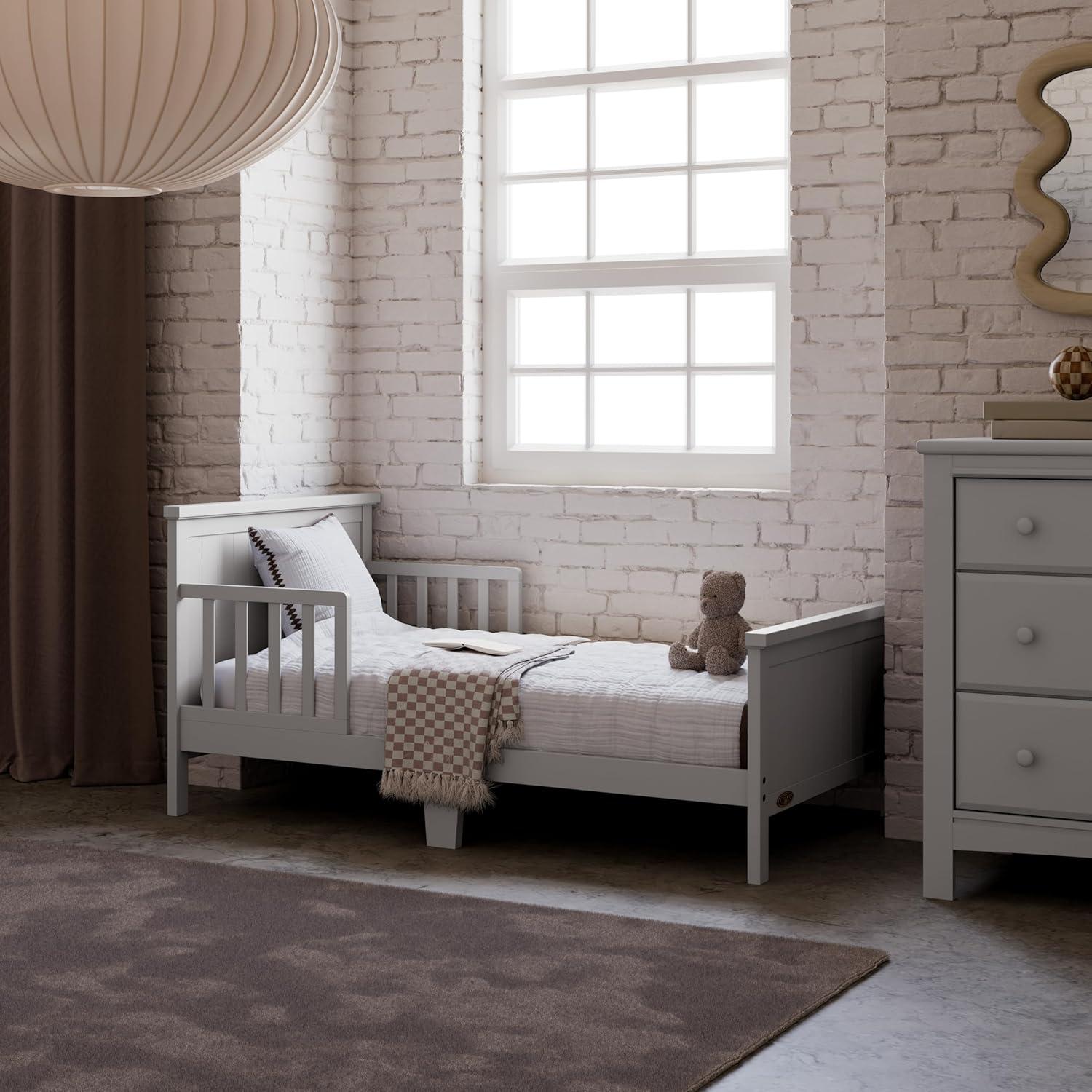 imageGraco Bailey Toddler Bed Pebble Gray  GREENGUARD Gold Certified Fits Standard FullSize Crib ampamp Toddler Mattress Toddler Safety Guardrails Included Complete Design with Solid Headboard FootboardPebble Gray