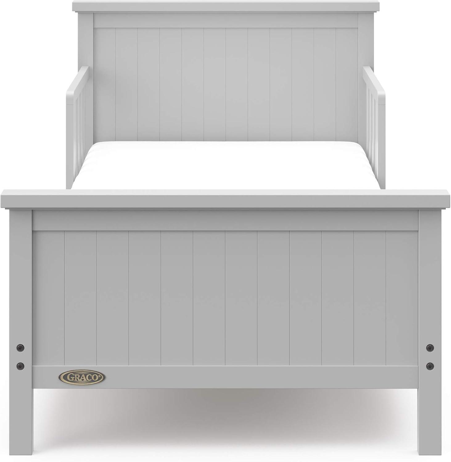 imageGraco Bailey Toddler Bed Pebble Gray  GREENGUARD Gold Certified Fits Standard FullSize Crib ampamp Toddler Mattress Toddler Safety Guardrails Included Complete Design with Solid Headboard FootboardPebble Gray