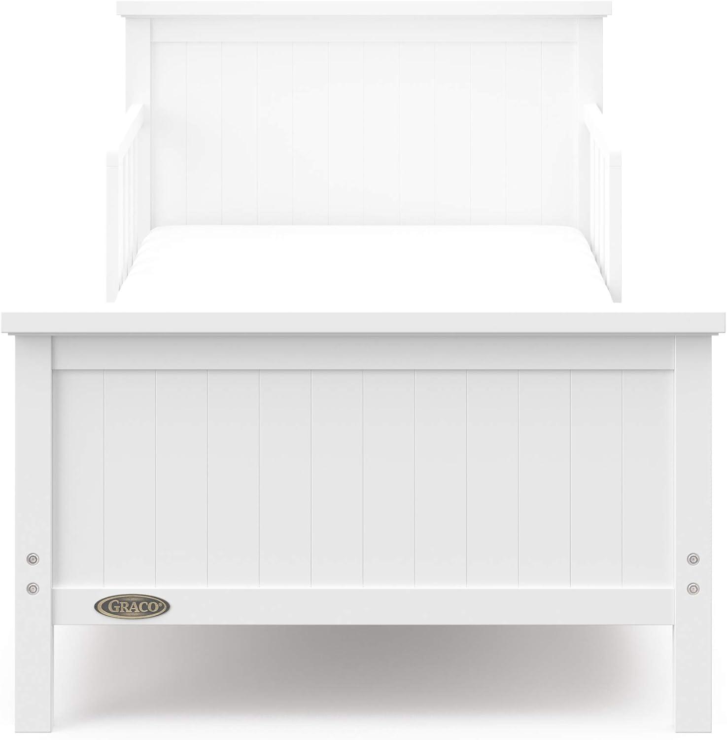 imageGraco Bailey Toddler Bed Pebble Gray  GREENGUARD Gold Certified Fits Standard FullSize Crib ampamp Toddler Mattress Toddler Safety Guardrails Included Complete Design with Solid Headboard FootboardWhite