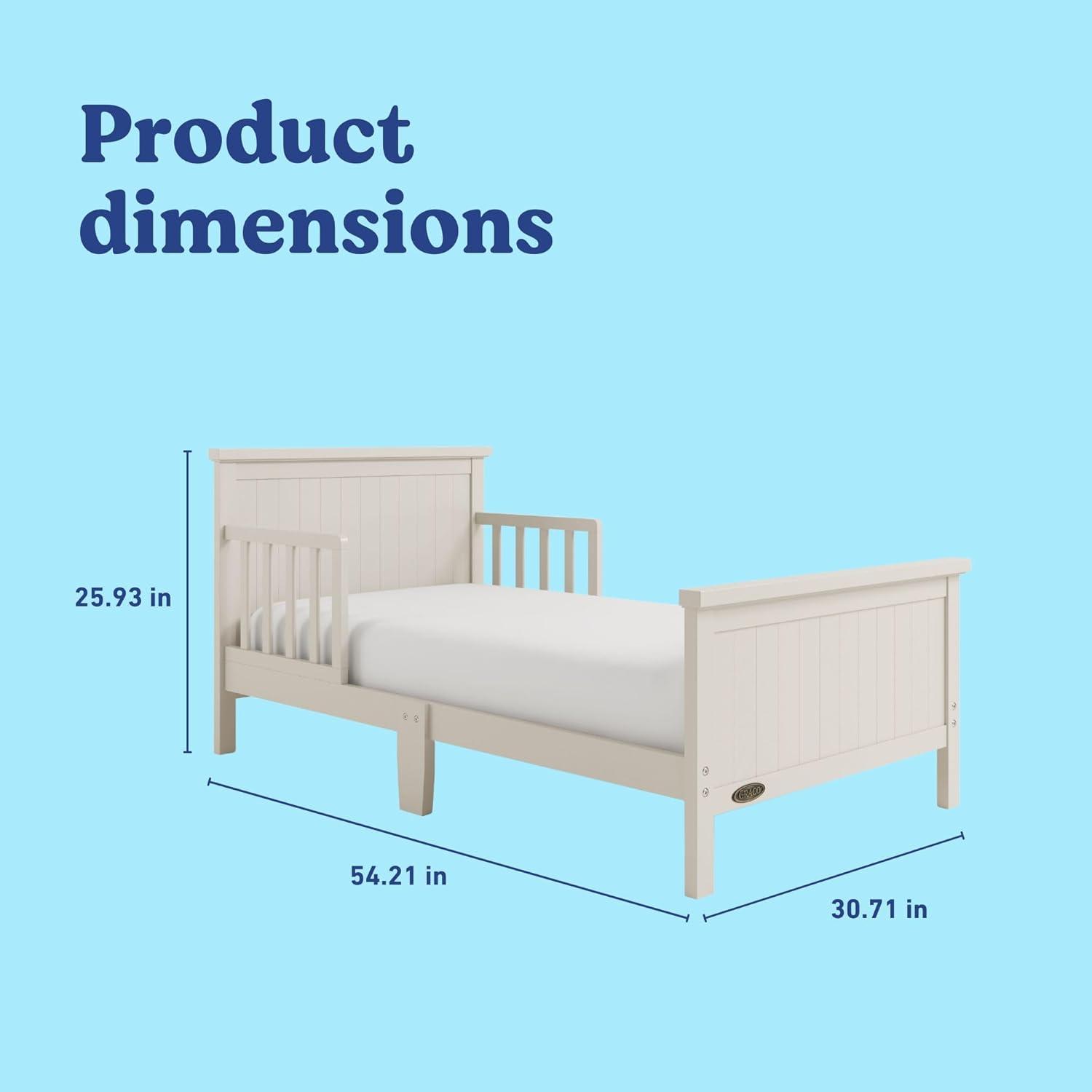 imageGraco Bailey Toddler Bed Pebble Gray  GREENGUARD Gold Certified Fits Standard FullSize Crib ampamp Toddler Mattress Toddler Safety Guardrails Included Complete Design with Solid Headboard FootboardFrosted Oat