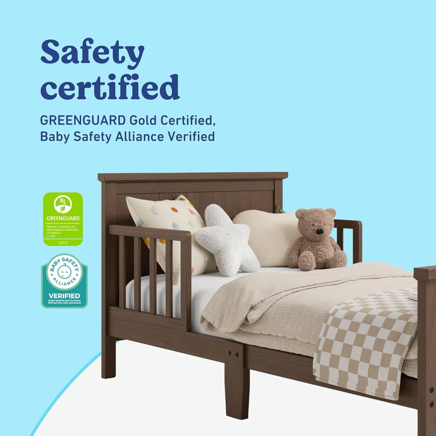 imageGraco Bailey Toddler Bed Pebble Gray  GREENGUARD Gold Certified Fits Standard FullSize Crib ampamp Toddler Mattress Toddler Safety Guardrails Included Complete Design with Solid Headboard FootboardHazelnut