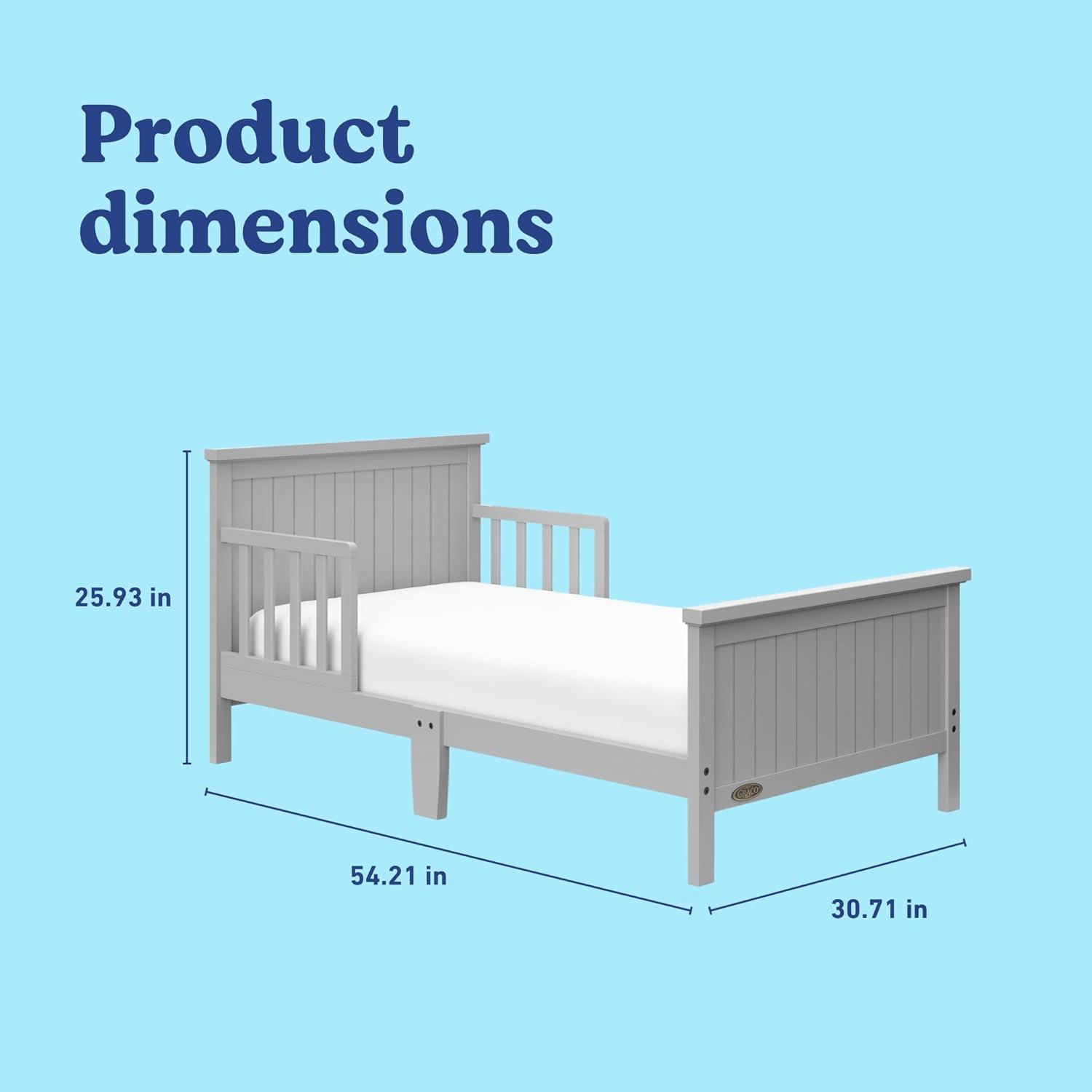 imageGraco Bailey Toddler Bed Pebble Gray  GREENGUARD Gold Certified Fits Standard FullSize Crib ampamp Toddler Mattress Toddler Safety Guardrails Included Complete Design with Solid Headboard FootboardPebble Gray