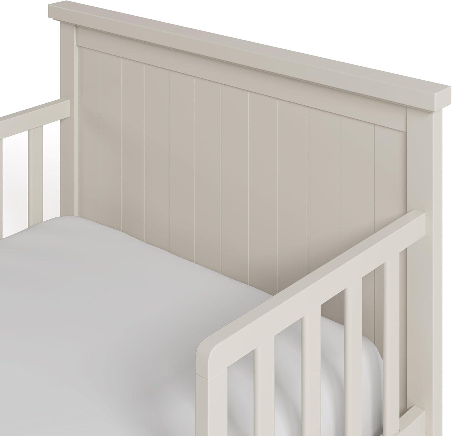 imageGraco Bailey Toddler Bed Pebble Gray  GREENGUARD Gold Certified Fits Standard FullSize Crib ampamp Toddler Mattress Toddler Safety Guardrails Included Complete Design with Solid Headboard FootboardFrosted Oat