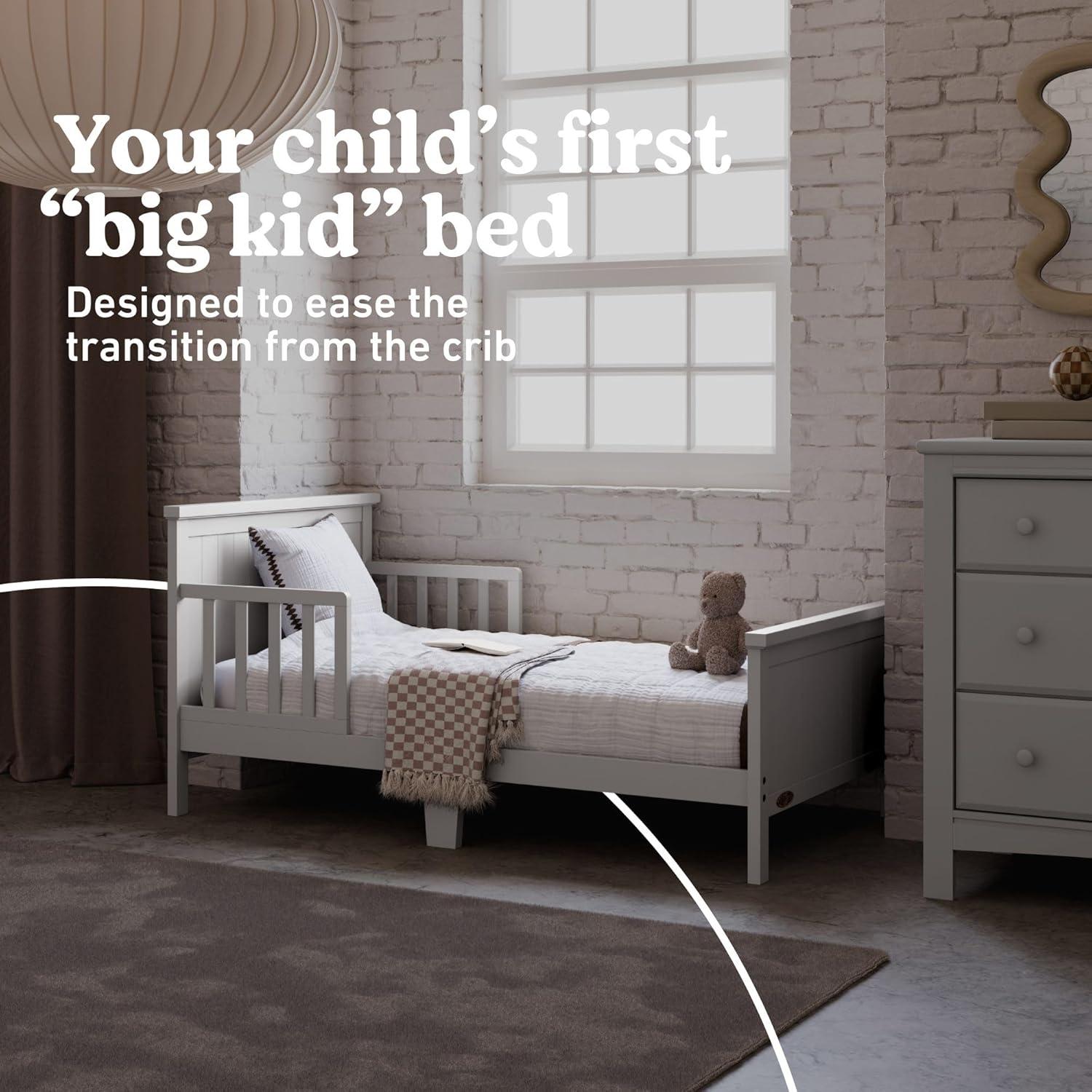 imageGraco Bailey Toddler Bed Pebble Gray  GREENGUARD Gold Certified Fits Standard FullSize Crib ampamp Toddler Mattress Toddler Safety Guardrails Included Complete Design with Solid Headboard FootboardPebble Gray