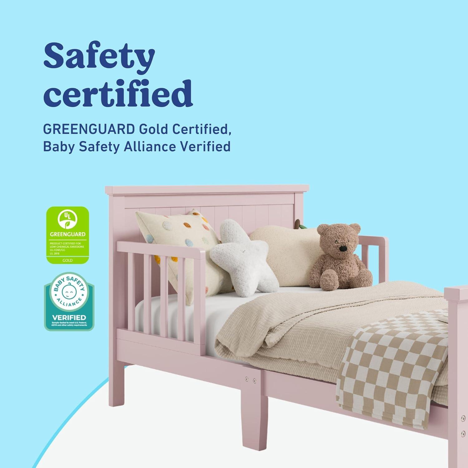 imageGraco Bailey Toddler Bed Pebble Gray  GREENGUARD Gold Certified Fits Standard FullSize Crib ampamp Toddler Mattress Toddler Safety Guardrails Included Complete Design with Solid Headboard FootboardBlush