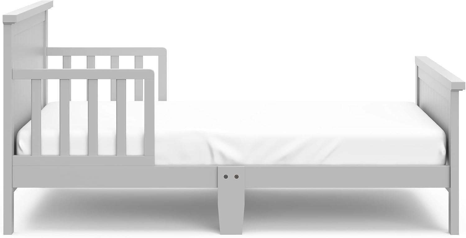 imageGraco Bailey Toddler Bed Pebble Gray  GREENGUARD Gold Certified Fits Standard FullSize Crib ampamp Toddler Mattress Toddler Safety Guardrails Included Complete Design with Solid Headboard FootboardPebble Gray