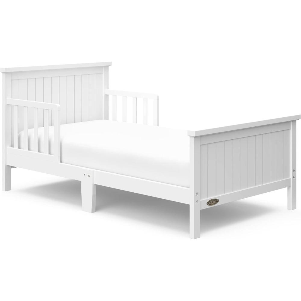 imageGraco Bailey Toddler Bed Pebble Gray  GREENGUARD Gold Certified Fits Standard FullSize Crib ampamp Toddler Mattress Toddler Safety Guardrails Included Complete Design with Solid Headboard FootboardWhite