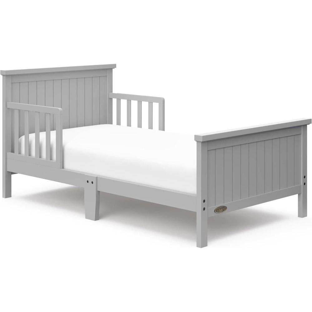 imageGraco Bailey Toddler Bed Pebble Gray  GREENGUARD Gold Certified Fits Standard FullSize Crib ampamp Toddler Mattress Toddler Safety Guardrails Included Complete Design with Solid Headboard FootboardPebble Gray