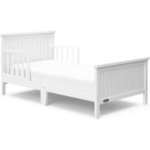 imageGraco Bailey Toddler Bed Pebble Gray  GREENGUARD Gold Certified Fits Standard FullSize Crib ampamp Toddler Mattress Toddler Safety Guardrails Included Complete Design with Solid Headboard FootboardWhite