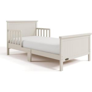 imageGraco Bailey Toddler Bed Pebble Gray  GREENGUARD Gold Certified Fits Standard FullSize Crib ampamp Toddler Mattress Toddler Safety Guardrails Included Complete Design with Solid Headboard FootboardFrosted Oat