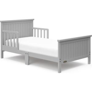 imageGraco Bailey Toddler Bed Pebble Gray  GREENGUARD Gold Certified Fits Standard FullSize Crib ampamp Toddler Mattress Toddler Safety Guardrails Included Complete Design with Solid Headboard FootboardPebble Gray
