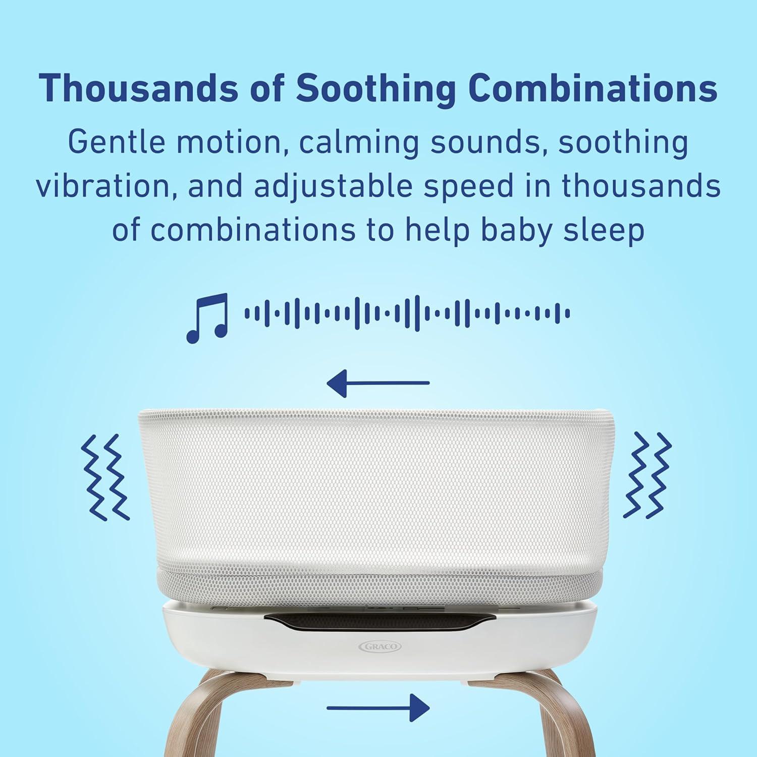 imageGraco SmartSense Soothing Baby Bassinet  Smart Newborn Bassinet Detects and Automatically Responds to Babys Cries  for Newborn Babies to 6 Months