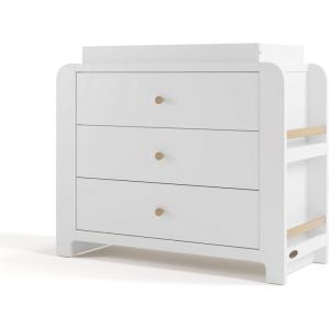 imageGraco ReadwithMe 3 Drawer Chest with Bookshelves and Removable Changing Topper White with Driftwood  GREENGUARD Gold Certified Nursery ampamp Kids Bedroom Wood Chest with Spacious StorageWhite With Driftwood