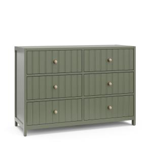 imageGraco Teddi 6 Drawer Double Dresser Olive  GREENGUARD Gold Certified Interlocking Drawer System PreInstalled Drawer Tracks Includes Two Sets of Knobs for PersonalizationOlive