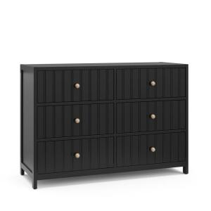 imageGraco Teddi 6 Drawer Double Dresser Olive  GREENGUARD Gold Certified Interlocking Drawer System PreInstalled Drawer Tracks Includes Two Sets of Knobs for PersonalizationBlack