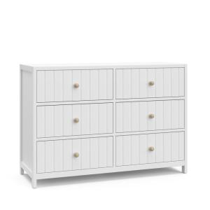 imageGraco Teddi 6 Drawer Double Dresser Olive  GREENGUARD Gold Certified Interlocking Drawer System PreInstalled Drawer Tracks Includes Two Sets of Knobs for PersonalizationWhite