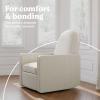 imageGraco Olivia SmallSpaces Premium Nursery Power Recliner Swivel Glider Ivory Boucle  Smaller Profile for Smaller Rooms Upholstered Power Recliner Chair USB Charging Port Durable Metal BaseDune Basketweave