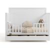 imageGraco Sasha 5in1 Convertible Crib with Drawer Frosted Oat  GREENGUARD Gold Certified Wood Crib Converts to Toddler Bed Daybed FullSize Bed Stylish Classic DesignWhite