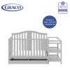 imageGraco Solano 4in1 Convertible Crib with Drawer Pebble Gray  GREENGUARD Gold Certified Includes FullSize Nursery Storage DrawerPebble Gray