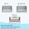 imageGraco Theo 3in1 Convertible Baby Crib White  GREENGUARD Gold Certified Converts to Toddler Bed ampamp Daybed Fits Standard FullSize Baby Crib Mattress 4 Adjustable Mattress HeightsPebble Gray