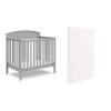 imageGraco Benton 4in1 Convertible Mini Crib with Bonus Crib Mattress White  GREENGUARD Gold Certified 275Inch Mattress Included Baby Crib Converts to Twin Bed Ideal for Small SpacesPebble Gray