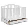 imageGraco Solano 4in1 Convertible Crib with Drawer Pebble Gray  GREENGUARD Gold Certified Includes FullSize Nursery Storage DrawerWhite