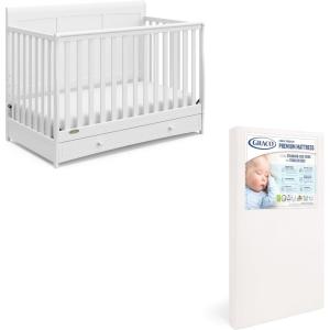 imageGraco Asheville 5in1 Convertible Crib with Drawer White  GREENGUARD Gold Certified Crib with Drawer Combo FullSize Nursery Storage Drawer Converts to Toddler Bed Daybed and FullSize BedWhite