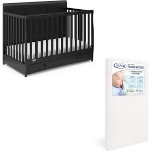 imageGraco Asheville 5in1 Convertible Crib with Drawer White  GREENGUARD Gold Certified Crib with Drawer Combo FullSize Nursery Storage Drawer Converts to Toddler Bed Daybed and FullSize BedBlack